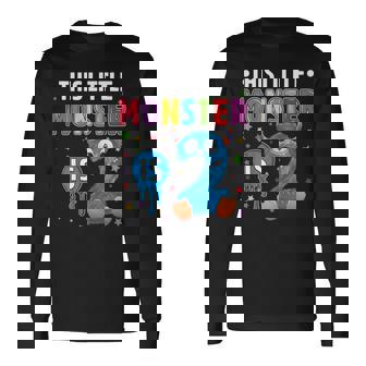 Kids Little Monster Birthday 2 Years Old 2nd B-Day Monster Long Sleeve T-Shirt - Monsterry