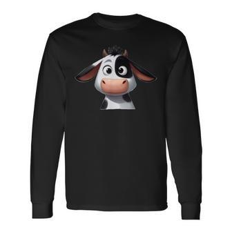 Kuh Lustig Süß Niedlich Comic Cartoon Kühe Tiere Langarmshirts - Geschenkecke