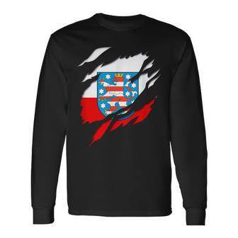 Land Thueringen German Flag And Coat Of Arms Langarmshirts - Geschenkecke