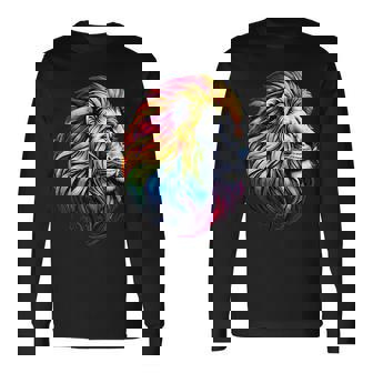Leone Zodiacale Simbolo Animale Arcobaleno Leone Segno Zodiacale Leone Maglietta a maniche lunghe - Novitaregali