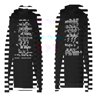 Let's Go Ghouls Cowgirl Skeletons Line Dancing Halloween Long Sleeve T-Shirt - Thegiftio