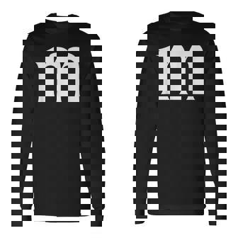 Letter M Groups Halloween Matching Team Easy Lazy Costume M Long Sleeve T-Shirt - Thegiftio UK