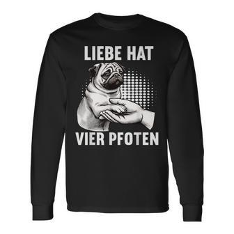 Liebe Hatier Pfoten Mops Pug Pug Dog Liebe Hatier Paw Langarmshirts - Geschenkecke