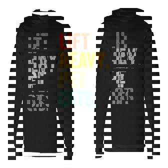 Lift Heavy Pet Cats Gym Workout Long Sleeve T-Shirt - Monsterry