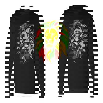 Lion Rasta Rastafari Jamaica Flag Colors Reggae Music Lover Long Sleeve T-Shirt - Thegiftio