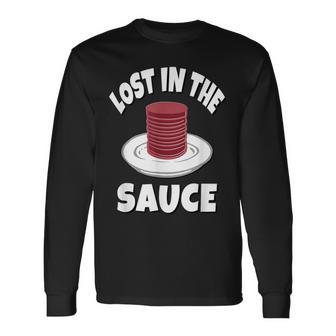 Lost In The Sauce Canned Cranberry Sauce Long Sleeve T-Shirt - Monsterry