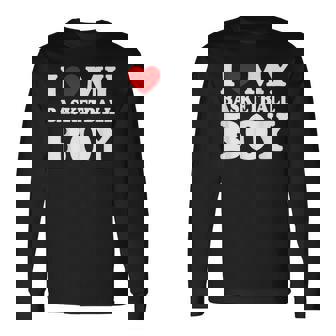 I Love My Basketball Boy I Heart My Basketball Boy Long Sleeve T-Shirt - Monsterry