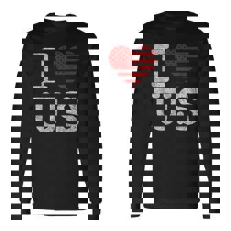 I Love The United States Of America I Heart Us Usa Flag Long Sleeve T-Shirt - Monsterry