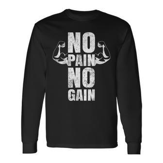 Lustiges Gym No Pain No Gain Geschenk Fitnessstudio Sprüche Langarmshirts - Geschenkecke