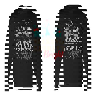 Making Spirits Bright Christmas Haunted Ghosts Long Sleeve T-Shirt - Monsterry