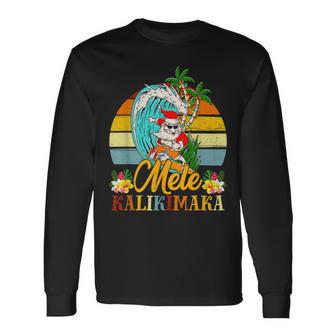 Mele-Kalikimaka Retro Santa Claus Shaka Hawaii Langarmshirts - Geschenkecke