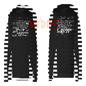 Merry Christmas Buffalo Plaid Red Santa Family Matching Xmas Long Sleeve T-Shirt - Monsterry