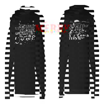 Merry Christmas Buffalo Plaid Red Santa Family Xmas Pajamas Long Sleeve T-Shirt | Mazezy