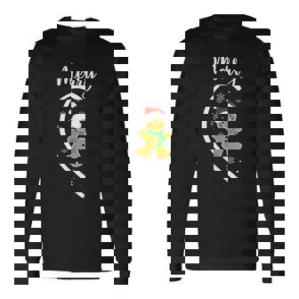 Merry Christmas Gingerbread Couple Christmas Pajama Matching Long Sleeve T-Shirt - Thegiftio UK