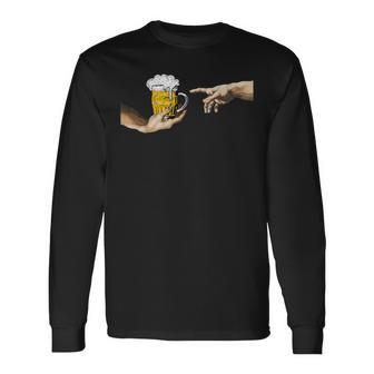 Michelangelo – Creación De Adam – Arte De Cerveza Divertida Camiseta de manga larga - Regaloses
