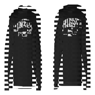 Minnesota Est 1858 Distressed Worn Classic Long Sleeve T-Shirt - Seseable