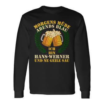 Morgens Müde Abends Blue Hans-Werner Langarmshirts - Geschenkecke