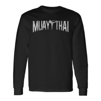 Muay Thaiintage Retro Fighter Fighter Lettering Langarmshirts - Geschenkecke