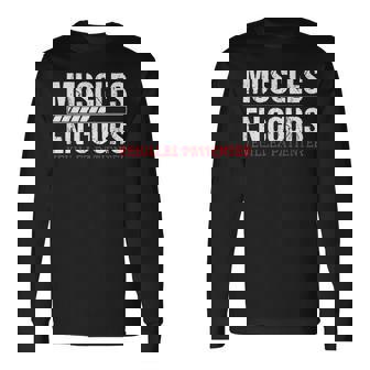 Muscles En Courseuillez Patienter Hommes Fitness Muscle T-shirt à manches longues - Cadeauxyz