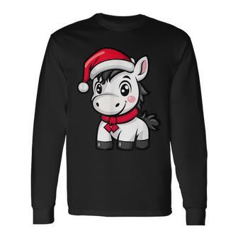 Niedlicher Weihnachtspferd-Comic Langarmshirts - Geschenkecke