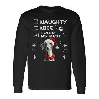 Niedlicher Whippet-Hund Weihnachten Naughty Nice Tried My Best Langarmshirts - Geschenkecke