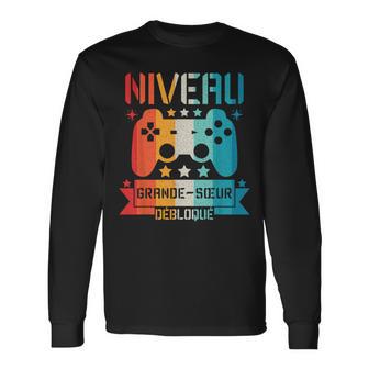 Niveau Grande Soeur Déboqué Geek Annonce Grossesse Cadeau T-shirt à manches longues - Cadeauxyz