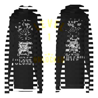 Nivel 1 Desbloqueado Aniversario 1ª Boda Camiseta de manga larga - Regaloses