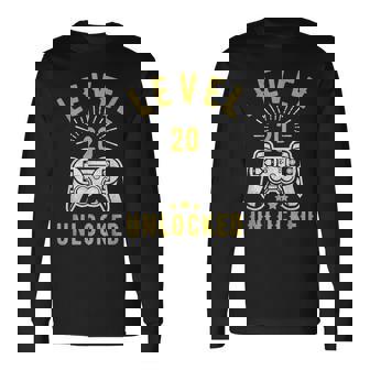 Nivel 20 Desbloqueado Boda Del 20º Aniversario Camiseta de manga larga - Regaloses