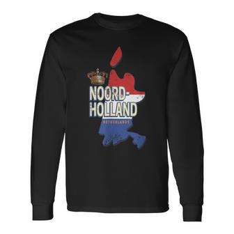 Nordholland Niederlande Retro Landkarte Hollandintage Langarmshirts - Geschenkecke