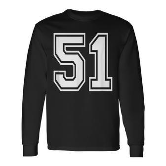 Number 51 Numbered Uniform Sports Jersey Team 51St Birthday Long Sleeve T-Shirt - Monsterry CA