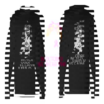 In October We Wear Pink Beagle Dog Breast Cancer Awareness Long Sleeve T-Shirt - Monsterry