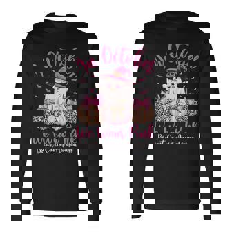 In October We Wear Pink Cute Ghost Breast Cancer Awareness Long Sleeve T-Shirt - Monsterry