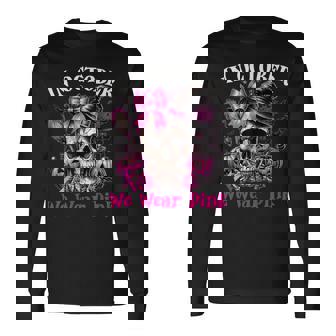 In October We Wear Pink Sugar Skull Breast Cancer Halloween Long Sleeve T-Shirt - Thegiftio