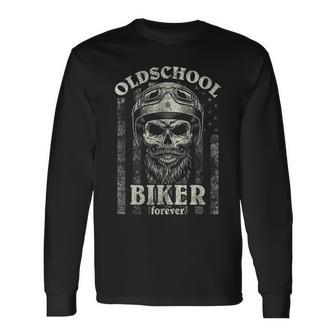 Old School Biker Forever I Motorcycle Bike Skull Biker Langarmshirts - Geschenkecke