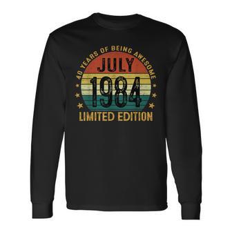 Original 1984 40 Años Cumpleaños Hombre Julio 1984 Camiseta de manga larga - Regaloses