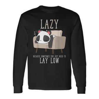 Panda Lover Lazy Sunday Morning Long Sleeve T-Shirt - Monsterry