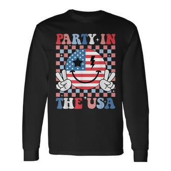 Party In The Usa Smile Flag American 4Th Of July Long Sleeve T-Shirt - Monsterry DE