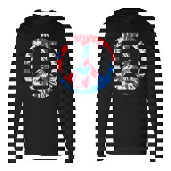 Patriotic Tie Dye Peace Sign 4Th Of July Parade Long Sleeve T-Shirt - Monsterry