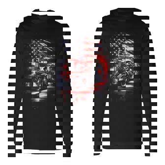 Patriotic Tractor 4Th Of July American Flag Farmer Usa Men Long Sleeve T-Shirt | Seseable UK