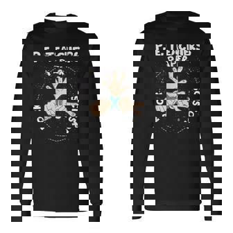 Physical Education PE Teacher Rock Paper Scissor Long Sleeve T-Shirt - Monsterry