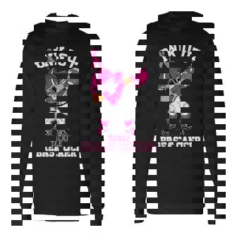 Pink Out Tackle Breast Cancer Awareness Dabbing Football Long Sleeve T-Shirt | Mazezy