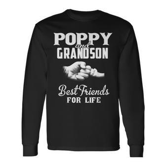 Poppy And Grandson Best Friends For Life Grandpa Men Long Sleeve T-Shirt - Monsterry UK