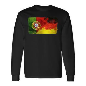 Portugal Deutschland Fusion Football Sport Competition Friends Langarmshirts - Seseable