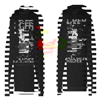I Prefer Halloween Christmas Zombie Santa Sweater Ugly Long Sleeve T-Shirt | Mazezy