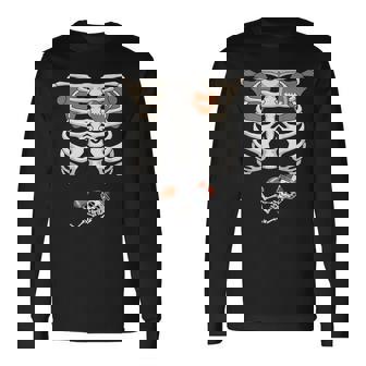 Pregnancy Skeleton Rib Football Bump Long Sleeve T-Shirt - Monsterry