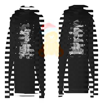Pretty Cool Teddy With Santa Claus Hat For Bears And Xmas Long Sleeve T-Shirt - Thegiftio UK