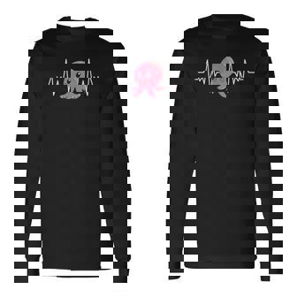 Pulpo Animales Amante Retro Pulpo Animales Latido Del Corazón Camiseta de manga larga - Regaloses