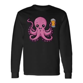 Pulpo Con Cerveza Fiesta Divertida Para Beber Camiseta de manga larga - Regaloses