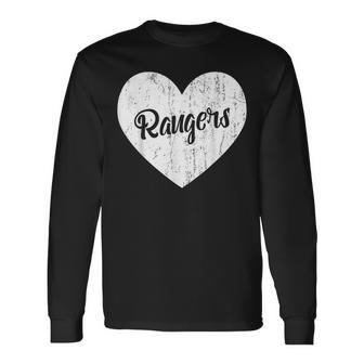 Rangers School Sports Fan Team Spirit Mascot Heart Long Sleeve T-Shirt - Monsterry UK