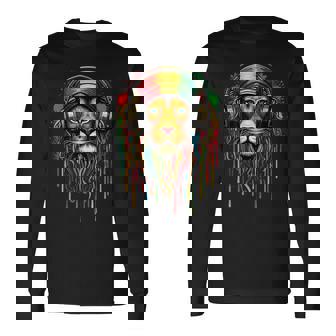 Rasta Reggae Jamaican Lion Of Judah Long Sleeve T-Shirt - Monsterry